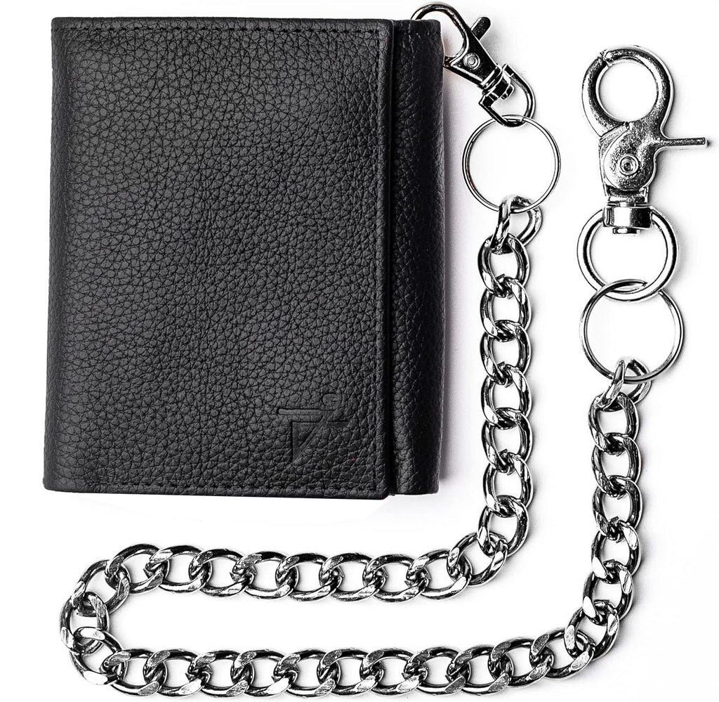 Black Real Leather Wallet Classic Wallet Chains RFID Wallet for Men with Card Slots & Key Holder - Image 4