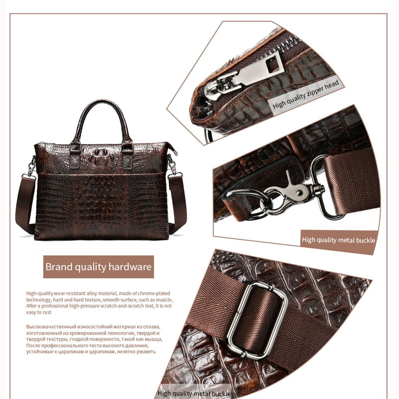 Men Briefcase Men's Bag Genuine Leather Office Bags for Men Laptop Bag Leather Business Handbag for Men Croco Design ... - Image 5