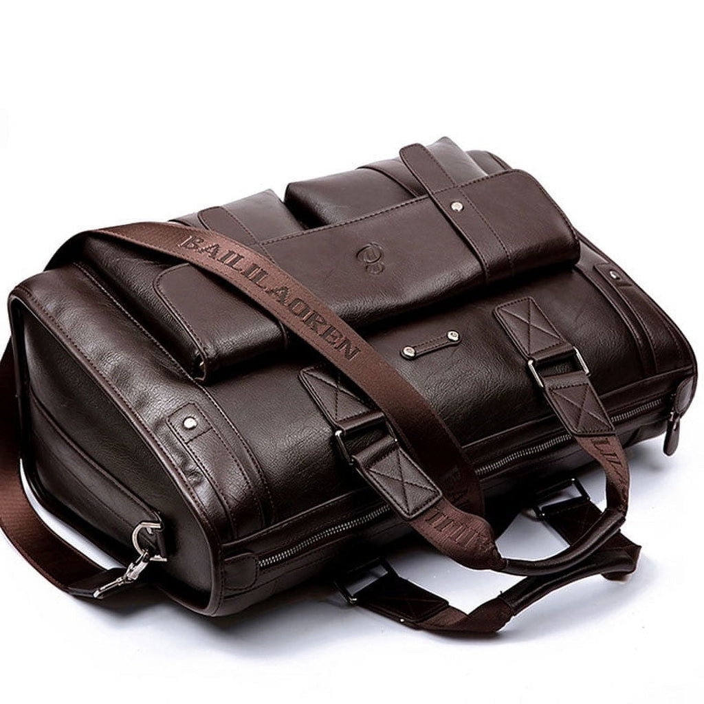 Men’s Leather Black Briefcase Business Handbag Messenger Bags Male Vintage Shoulder Bag Large Laptop Travel Bags - Image 5