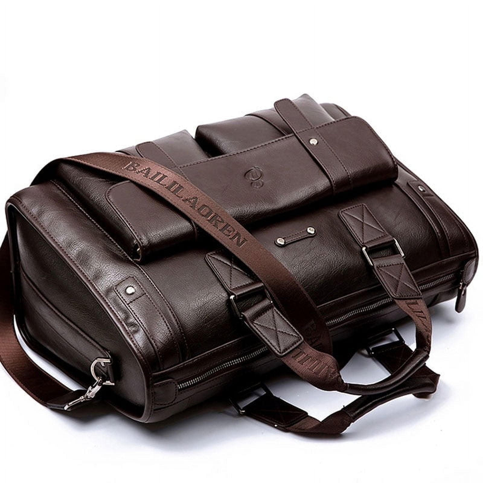 Men’s Leather Black Briefcase Business Handbag Messenger Bags Male Vintage Shoulder Bag Large Laptop Travel Bags - Image 5