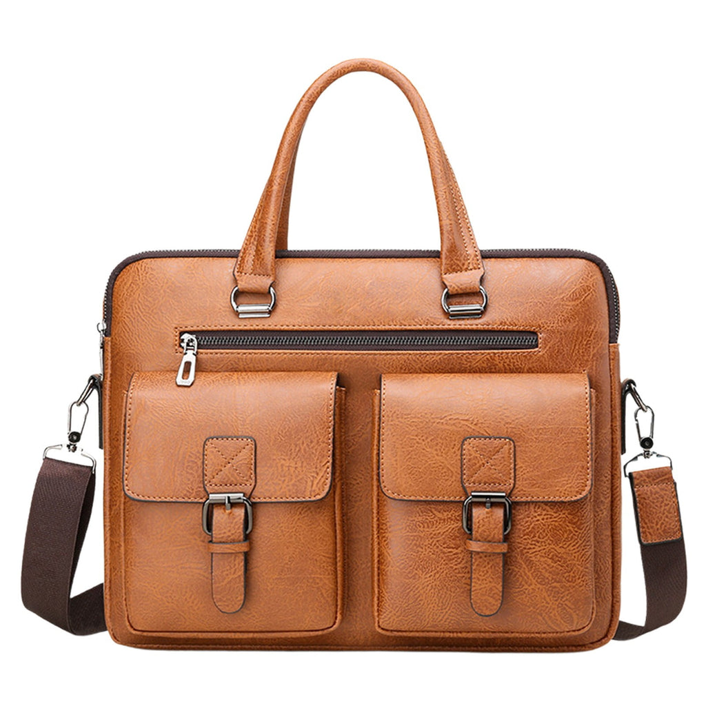 Mens Convertible Textured PU Leather Briefcase - 3-in-1 Handheld/Shoulder/Crossbody, Laptop-Friendly, Lightweight for... - Image 2