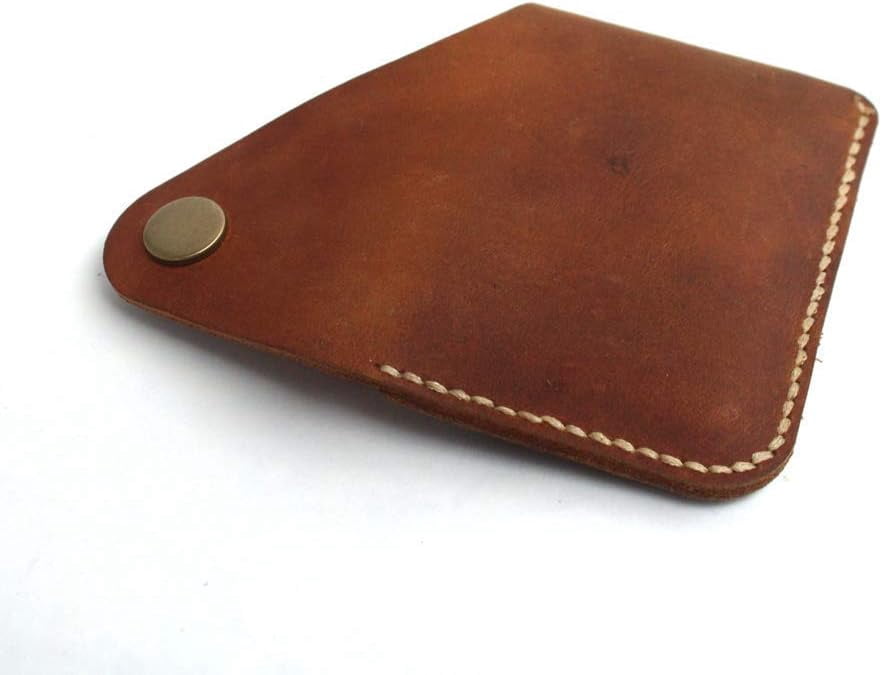 Handmade Genuine Leather Card Holder with Snap Closure - Ultra Slim Minimalist Wallet, Hand-Stitched Compact Front Po... - Image 6