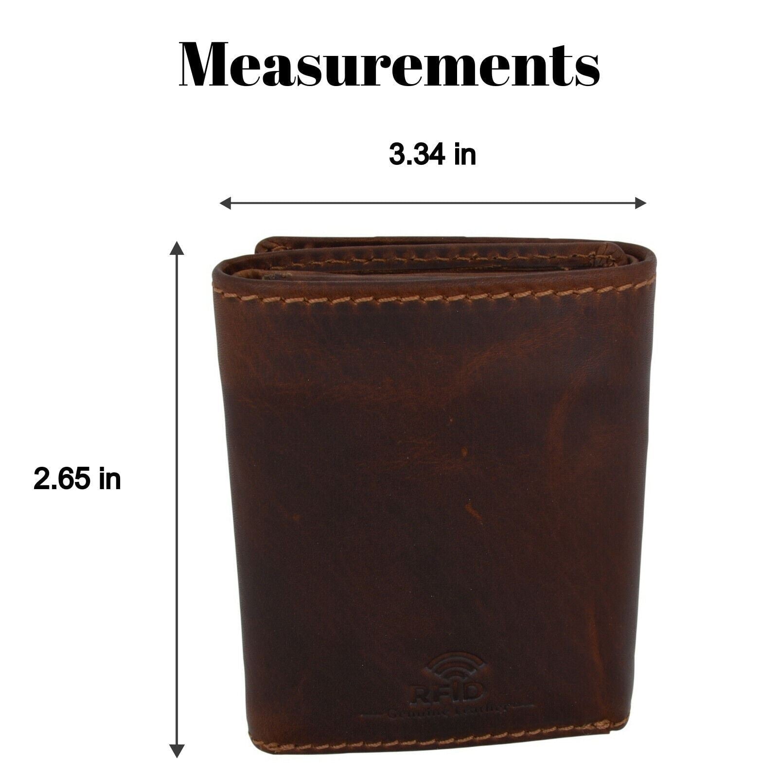 RFID Blocking Brown Vintage Leather Men's Trifold Center Flap Wallet - Image 4
