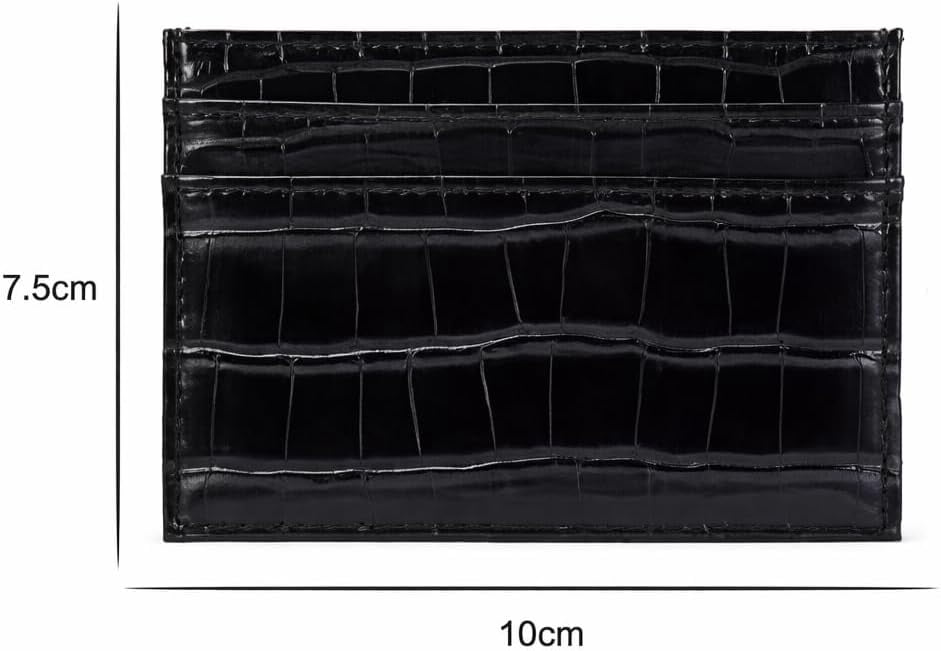 Crocodile Print Card Holder for Women, Slim Leather Texture Wallet, 4 Card Slots, Compact Minimalist Credit Card Case - Image 4