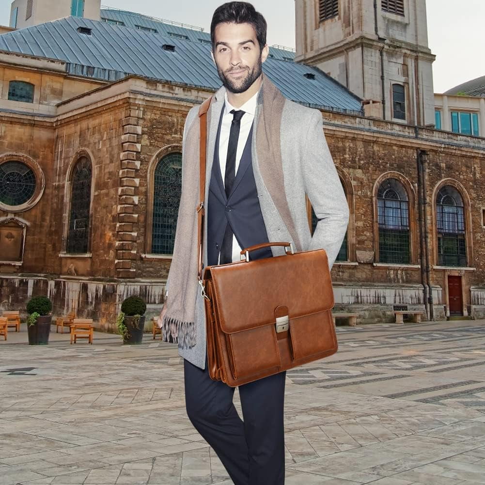 Classic PU Leather Briefcase for Men - Professional Business Messenger Bag - Image 6