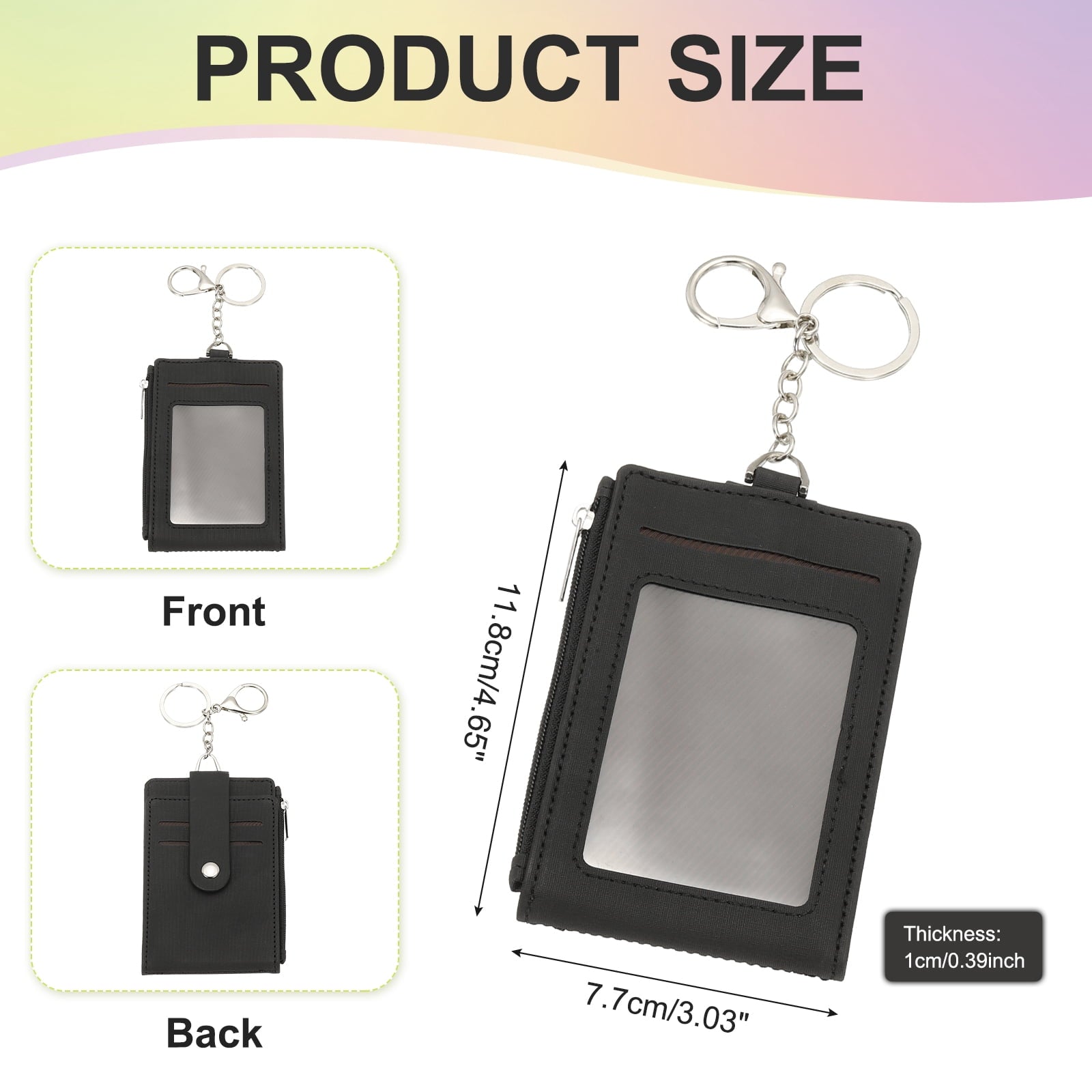 Card Holder Keychain Wallet, Leather RFID Blocking Credit Card Holder Slim Minimalist Wallet with Zipper Pocket for M... - Image 2