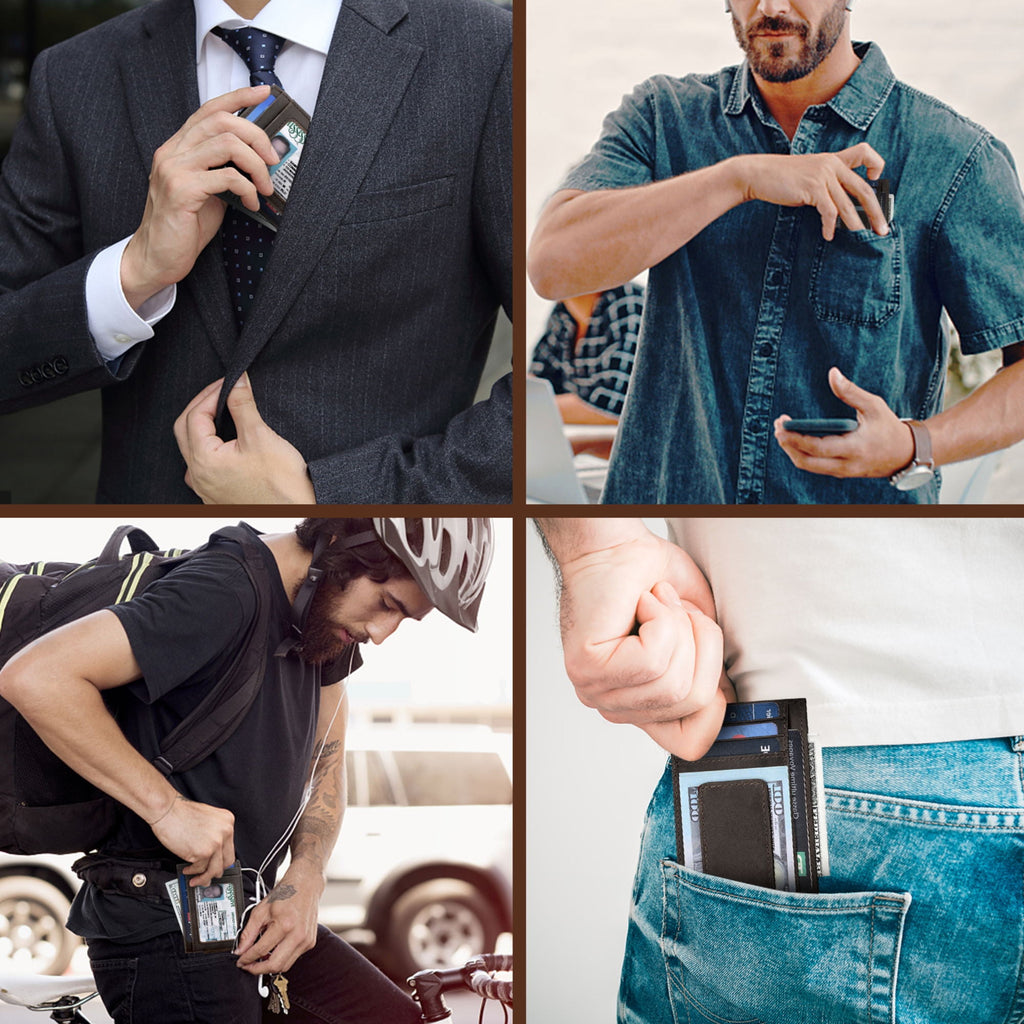 Men's Leather Money Clip, EEEkit RFID Blocking Wallet, Magnetic and Slim Purse, Card Holder, Business Card Billfold - Image 2