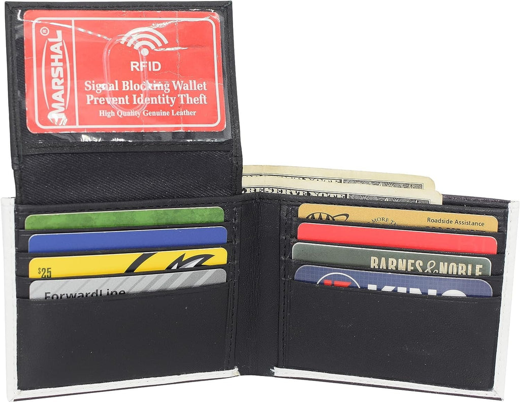 RFID Blocking Printed American Eagle Flag Bifold Leather Wallet with Gift box for men - Image 2