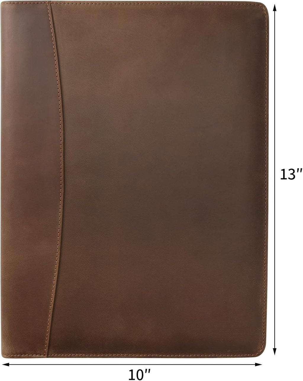 Genuine Leather Zipper Briefcase for Men and Women, Business Resume Folder Organizer, Brown - Image 2