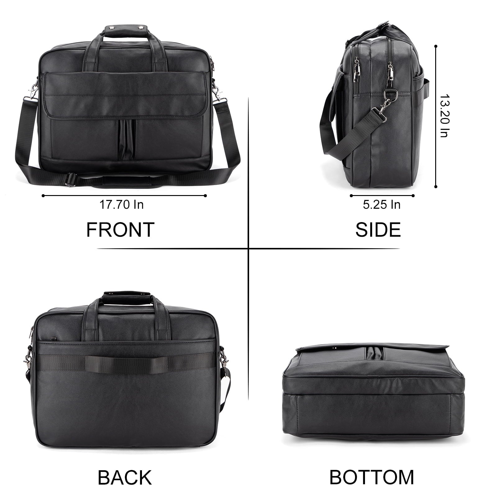Messenger Bag, 15.6 Inches Laptop Briefcase Business Satchel Computer Handbag Shoulder Bag for Men (Black) - Image 2