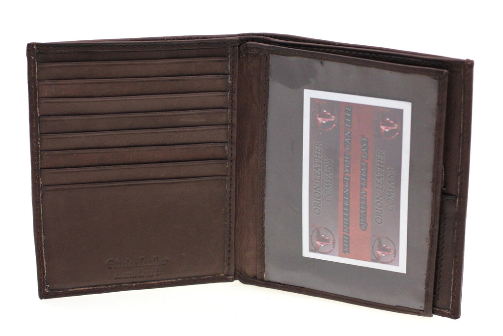 Mens Euro Hipster Wallet Genuine Leather Center Flap Picture Window Cowhide New - Image 2