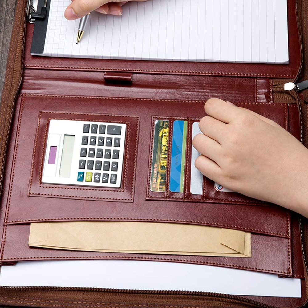 SagaSave A4 Zipped Conference Business Organizer Padfolio Folder Case PU Leather - Image 4