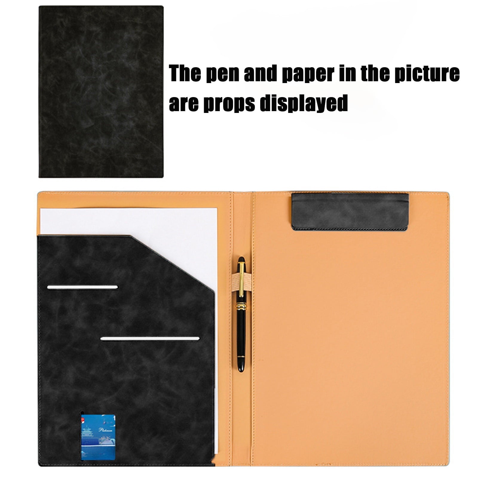 Padfolio Portfolio Folder, Faux Leather Interview Resume Folder with Document Organizer & Business Card Holderss, Let... - Image 5