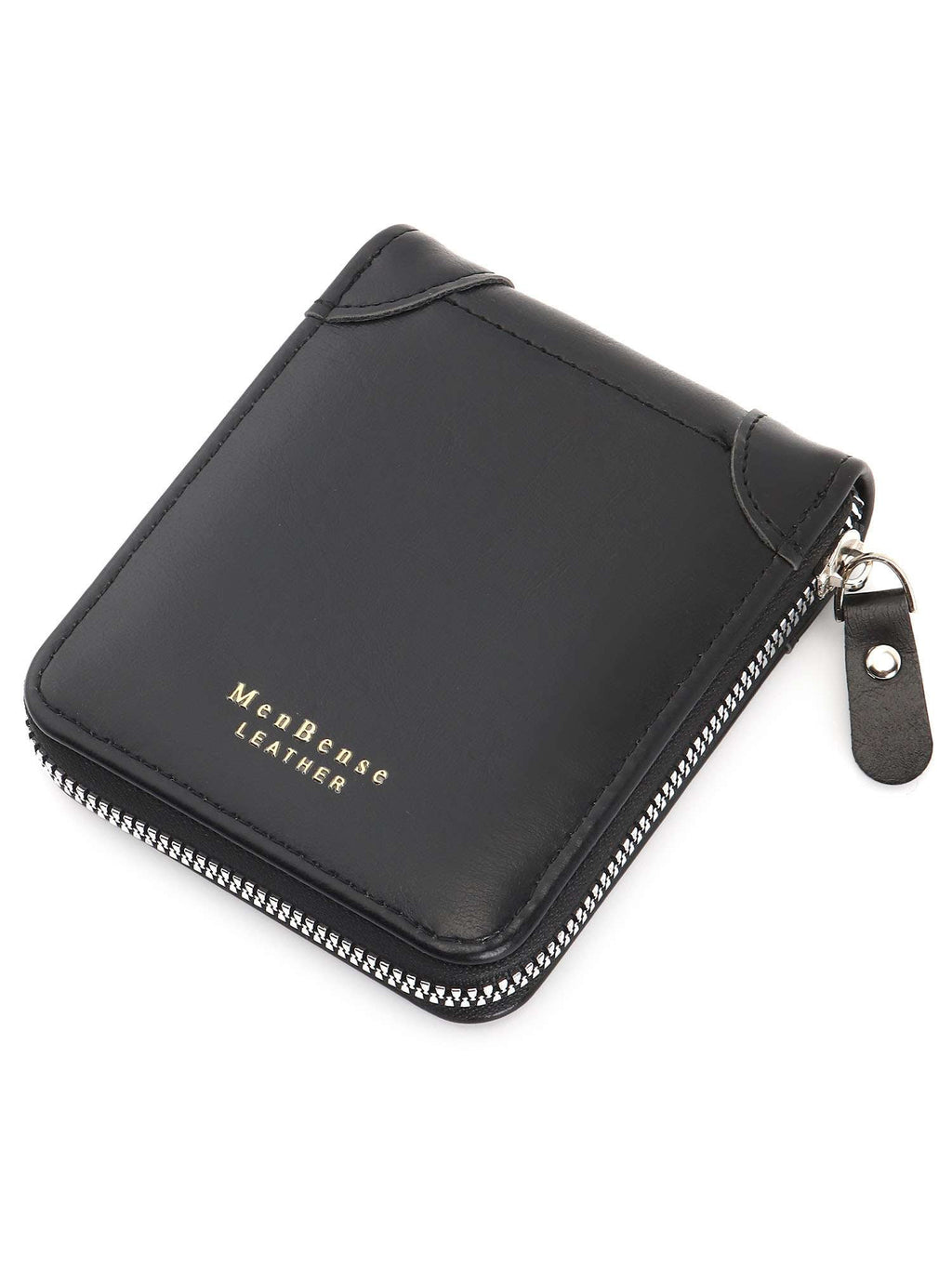 Genuine Leather Wallet for Men Bifold Credit Card Holder Zipper Purse Black - Image 3