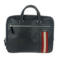 Pre-Owned HVLK Men's Perforated Black Leather Briefcase with Silver Hardware