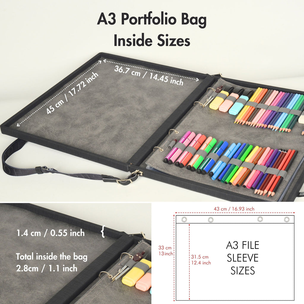 A3 Leather Binder Leather Portfolio Gifts For Painters Portfolio Binder Leather Padfolio Leather Folder Artist Bag Ar... - Image 5