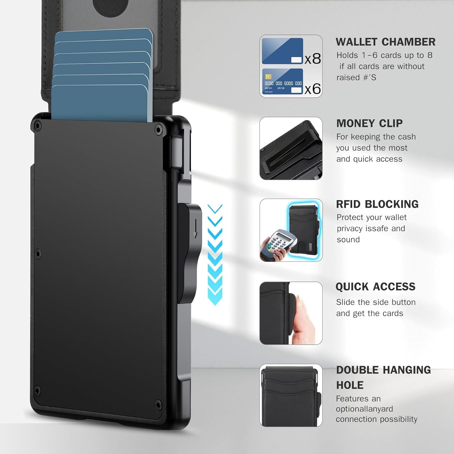 for Men - with Money Clip Slim Leather Slots Credit Card Holder Blocking Bifold Minimalist (Money Clip Inside) - Image 5