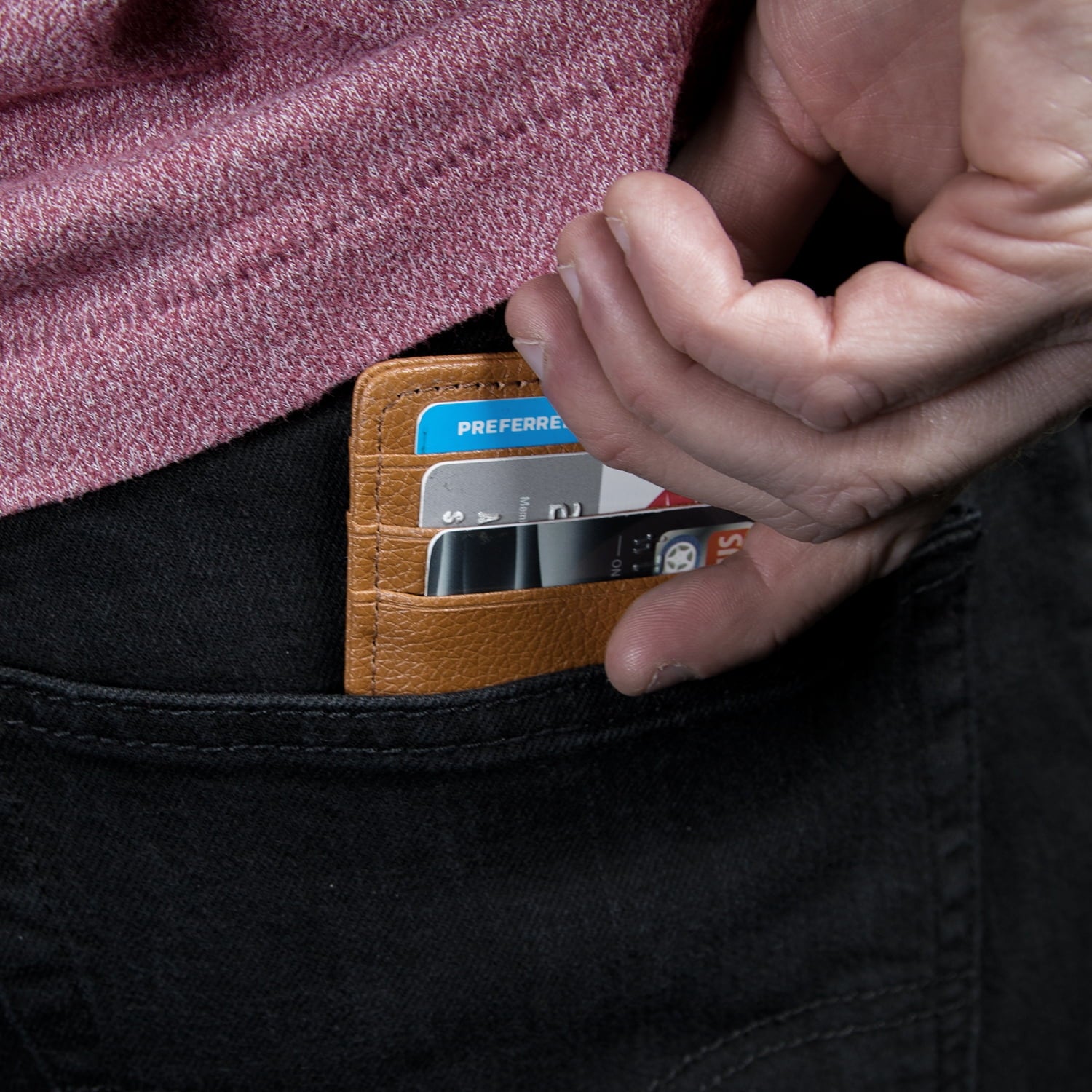 Vegan Leather RFID Blocking Credit Card Holder Slim Front Pocket Wallets for Men - Image 6