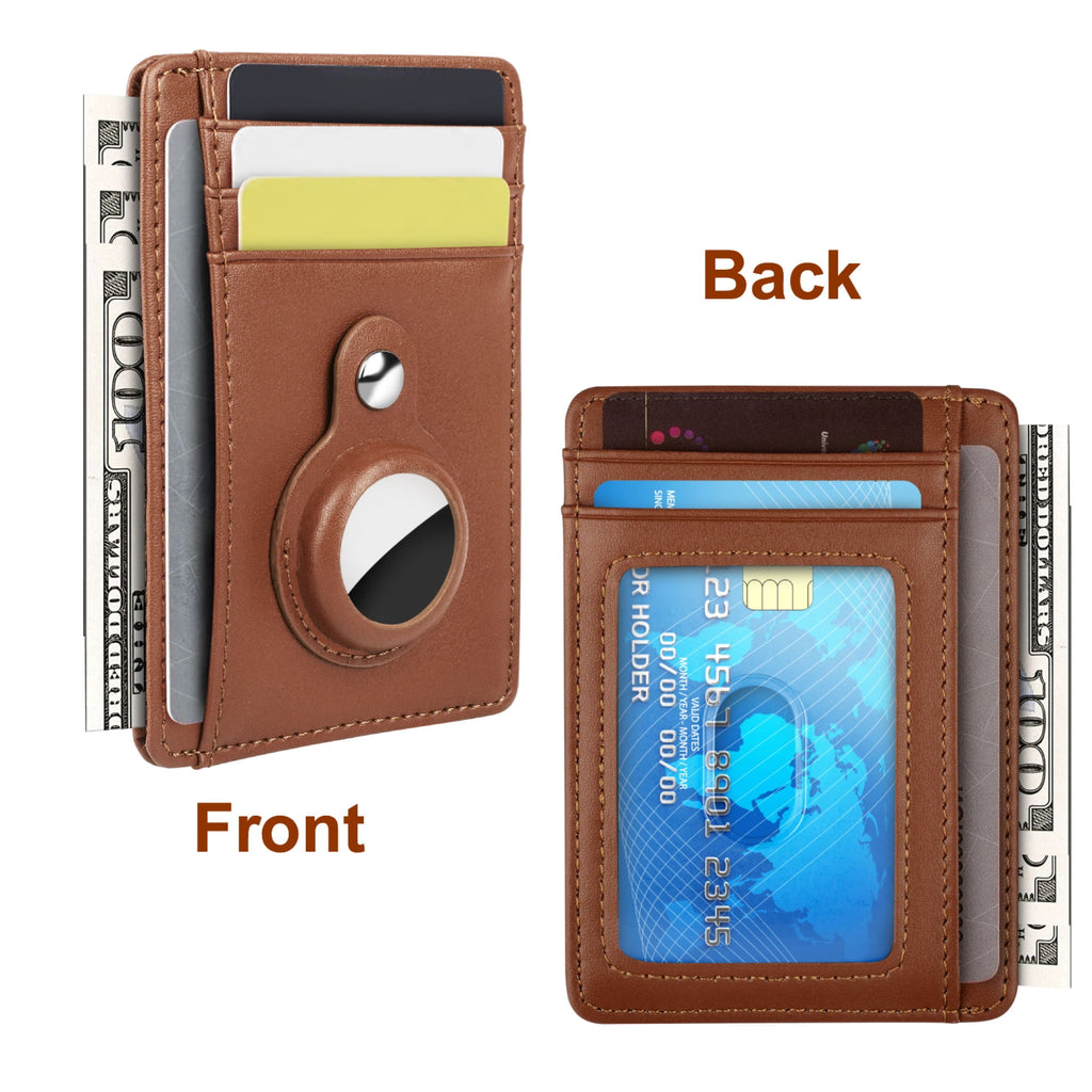 Credit Card Holder Fit for AirTag, Slim RFID Blocking Leather Wallet with 8 Slots and Tracker Slot for Men Women - Image 4