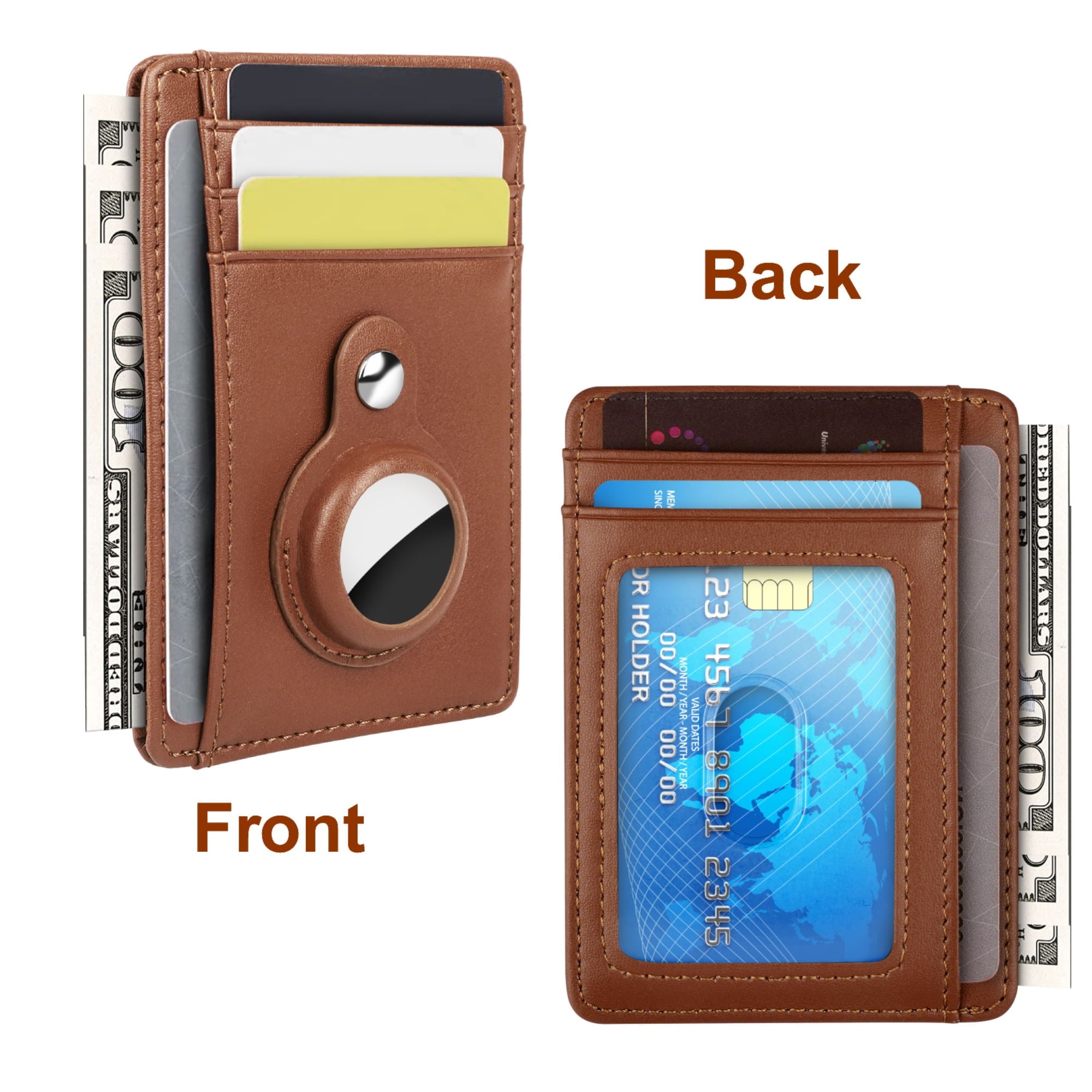 Credit Card Holder Fit for AirTag, Slim RFID Blocking Leather Wallet with 8 Slots and Tracker Slot for Men Women - Image 4