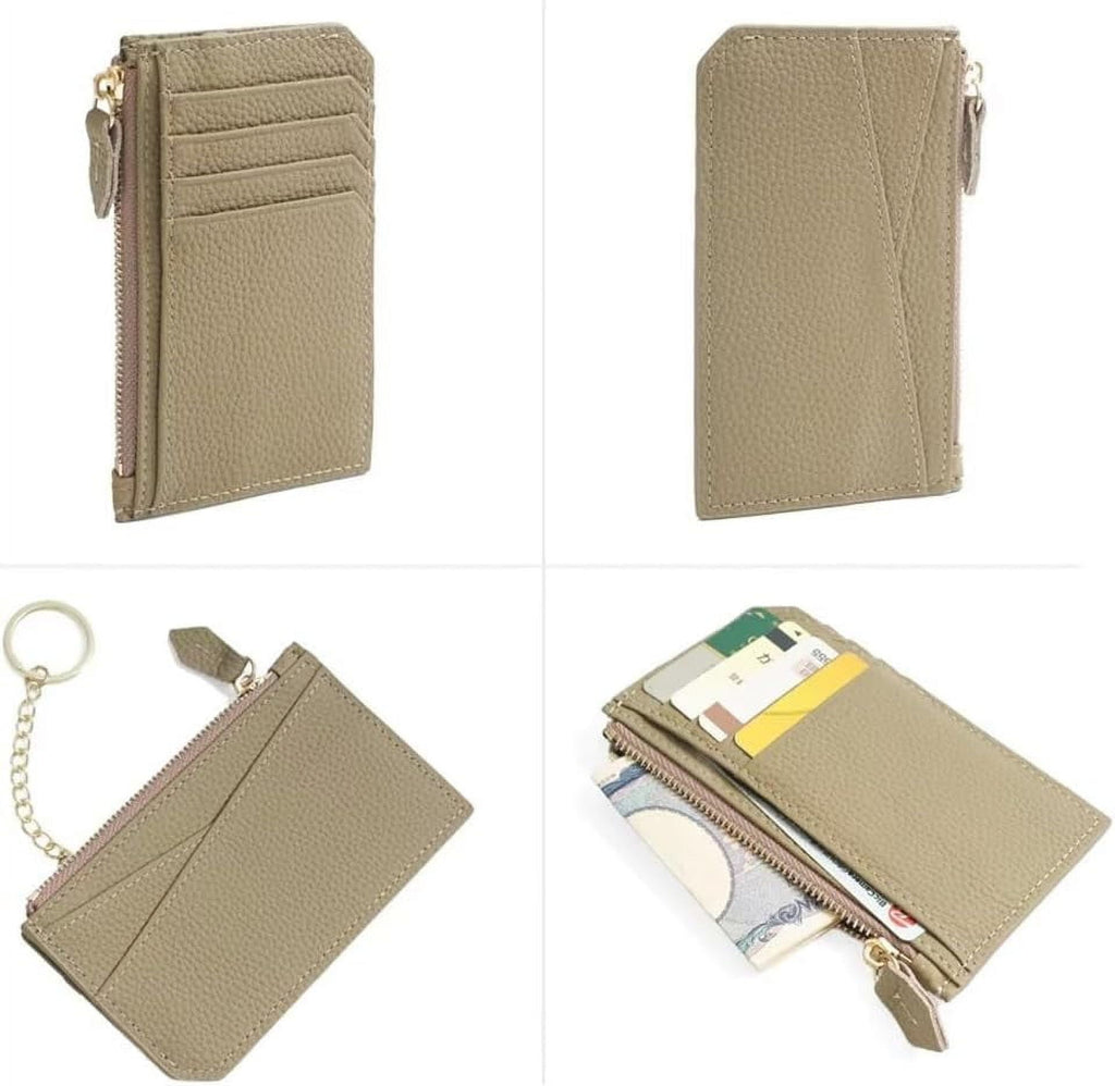 Small Wallet for Women Minimalist Pebbled Leather Card Holder Slim Blocking Keychain Wallet with Zipper Pocket - Image 5