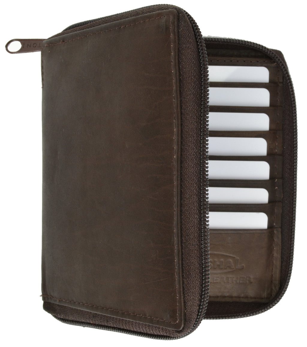 RFID Blocking Mens Leather Zippered Wallet RFID (C) - Image 2