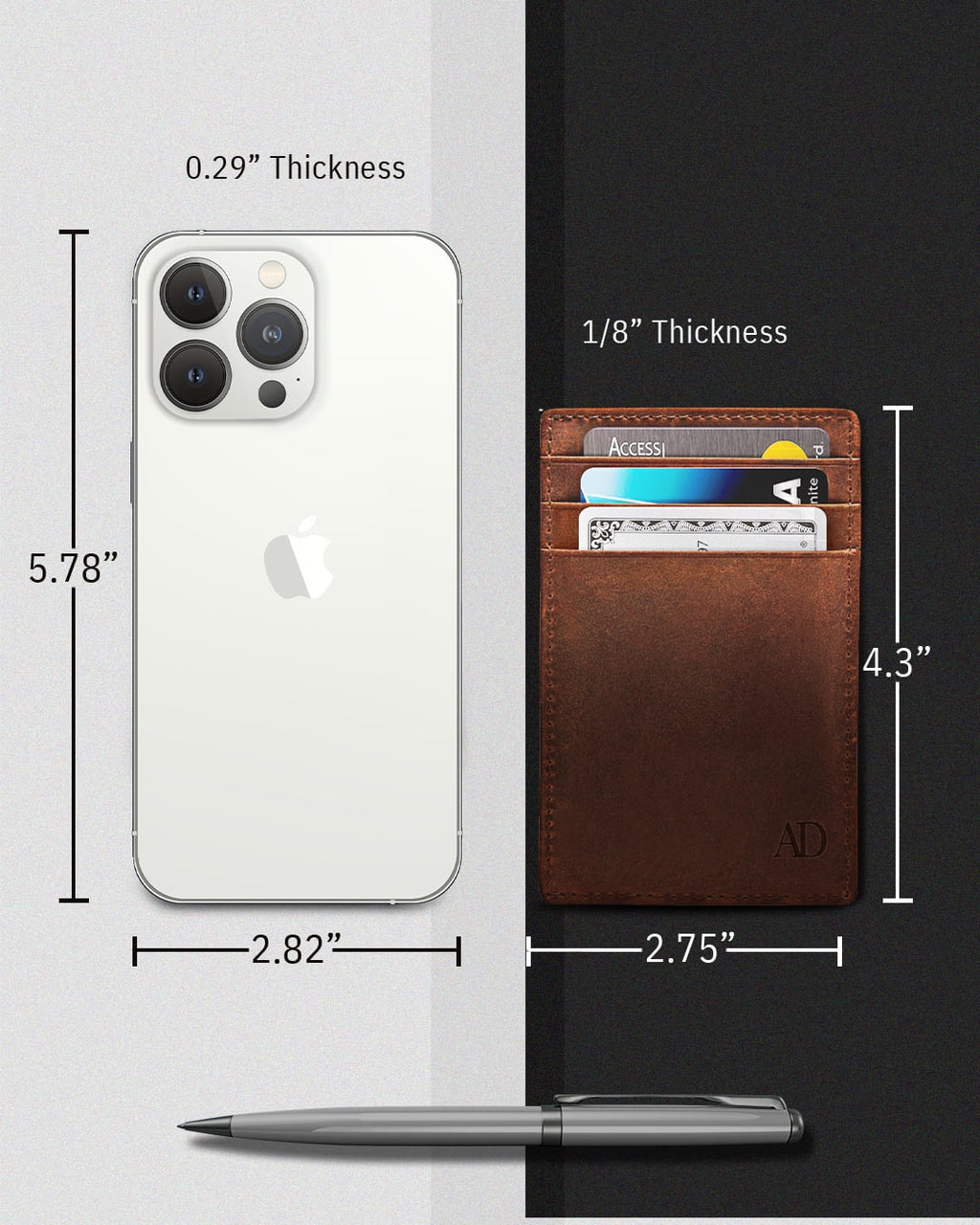 Slim Minimalist Wallets For Men & Women - Genuine Leather Credit Card Holder Front Pocket RFID Blocking Wallet With Gift Box - Image 3