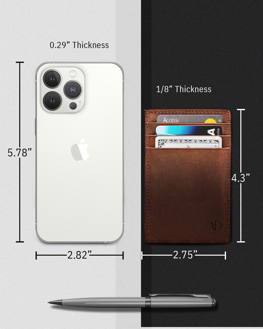 Slim Minimalist Wallets For Men & Women - Genuine Leather Credit Card Holder Front Pocket RFID Blocking Wallet With Gift Box - Image 3