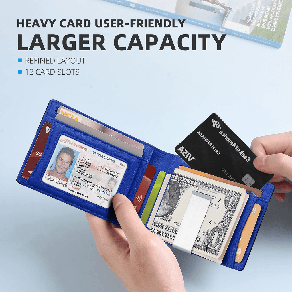 Wallet for Men Slim,Genuine Leather Mens Wallet RFID Blocking Credit Card Holder with Money Clip - Image 4