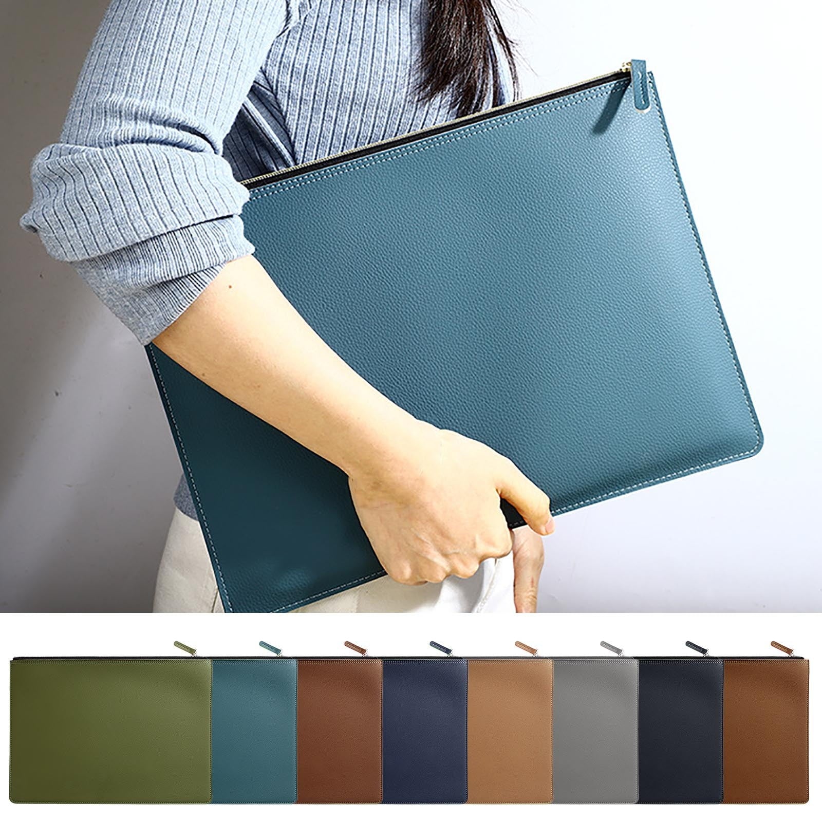 Leather Document Bag Business Briefcase Waterproof Folder Storage Bag for Men and Women Official Office Organizer - Image 6