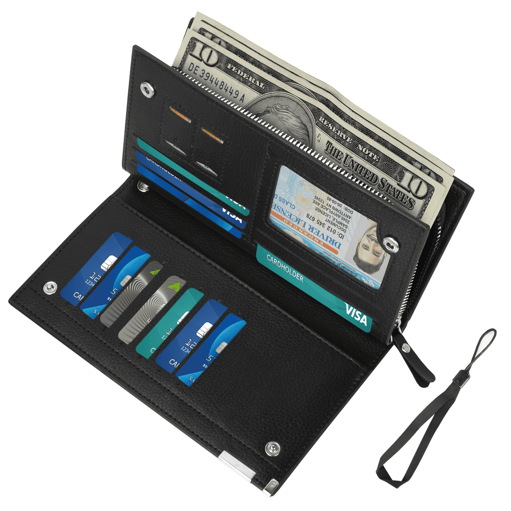 Long Wallets for Men, Genuine Leather RFID Blocking Wallet, Bifold Mens Wallet with Zipper Pockets Large Space with 1...