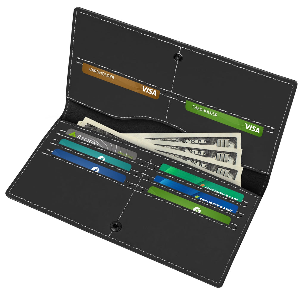 RFID Bifold Mens Wallets, Slim Credit Card Wallet, Real Leather Long Wallet for Men, with 8 Card Holder & 2 Cash Pocket, Great Gift for Fath