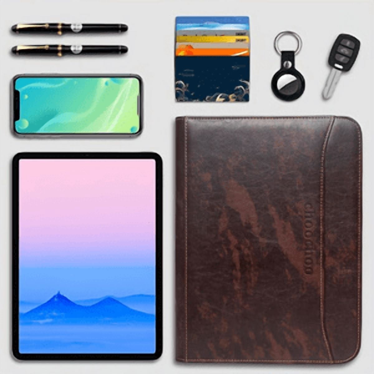 with 3 Ring Binder, Professional PU Leather Portfolio Organizer with tepad, Tablet & Phone Pocket, Business Resume Do... - Image 2