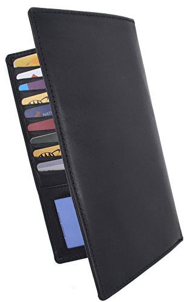 Moga Genuine Leather Men's Deluxe Bifold Multi Credit Card Case ID Wallet (Black) - Image 6
