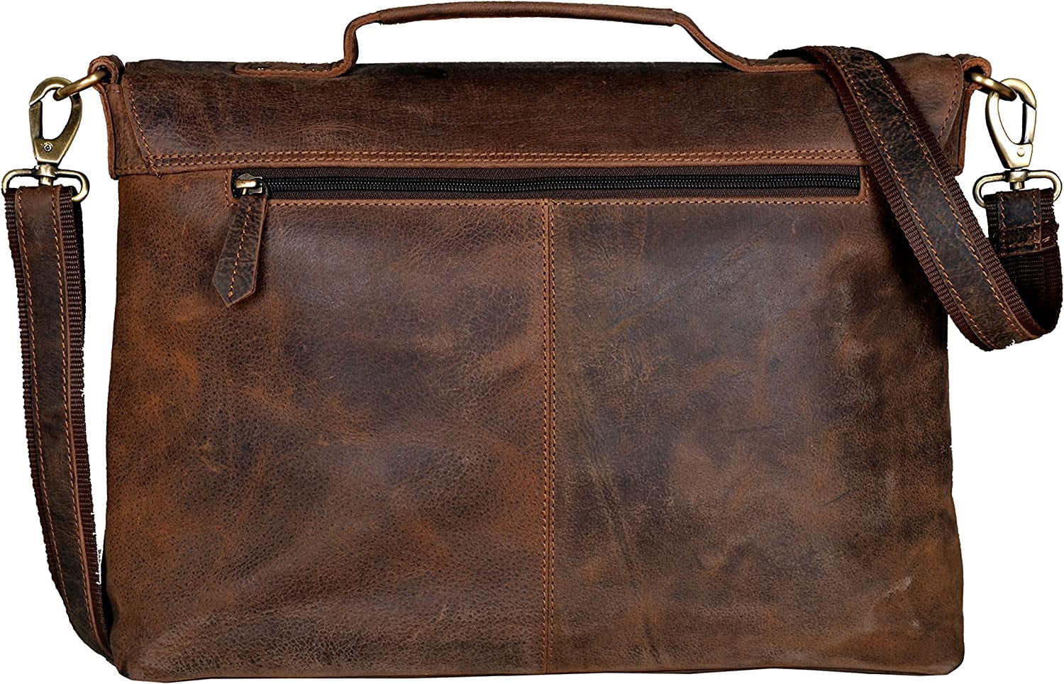 Retro Genuine Buffalo Vintage Hunter Leather Men Laptop Messenger Shoulder Bag Office Briefcase College Bag For Men A... - Image 3