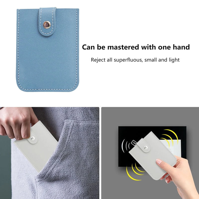 1pc RFID Blocking Credit Card Holder Pocket Purse Case Security Wallet, Faux Leather Slim Wallets for Women, Blue - Image 4