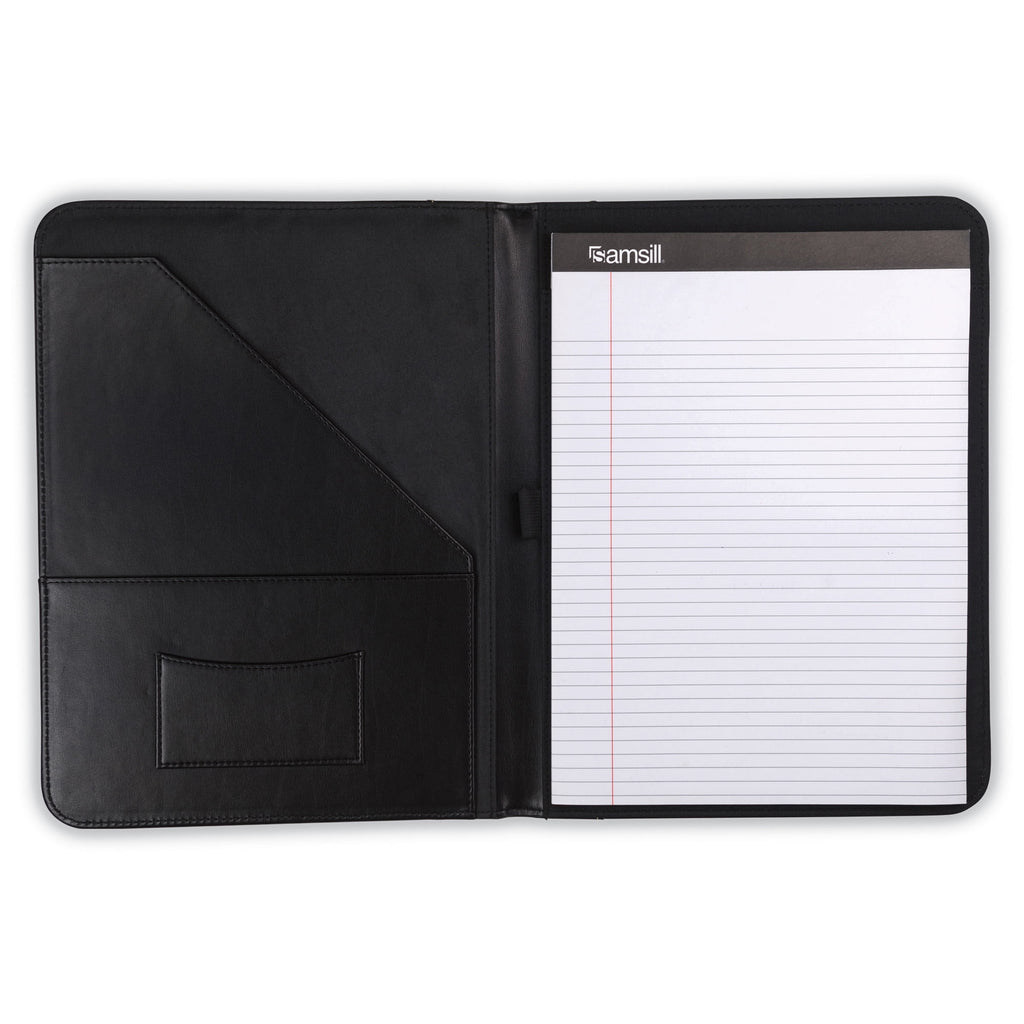 Contrast Stitch Leather Padfolio, 8.5"x11" Writing Pad Included, Black - Image 5