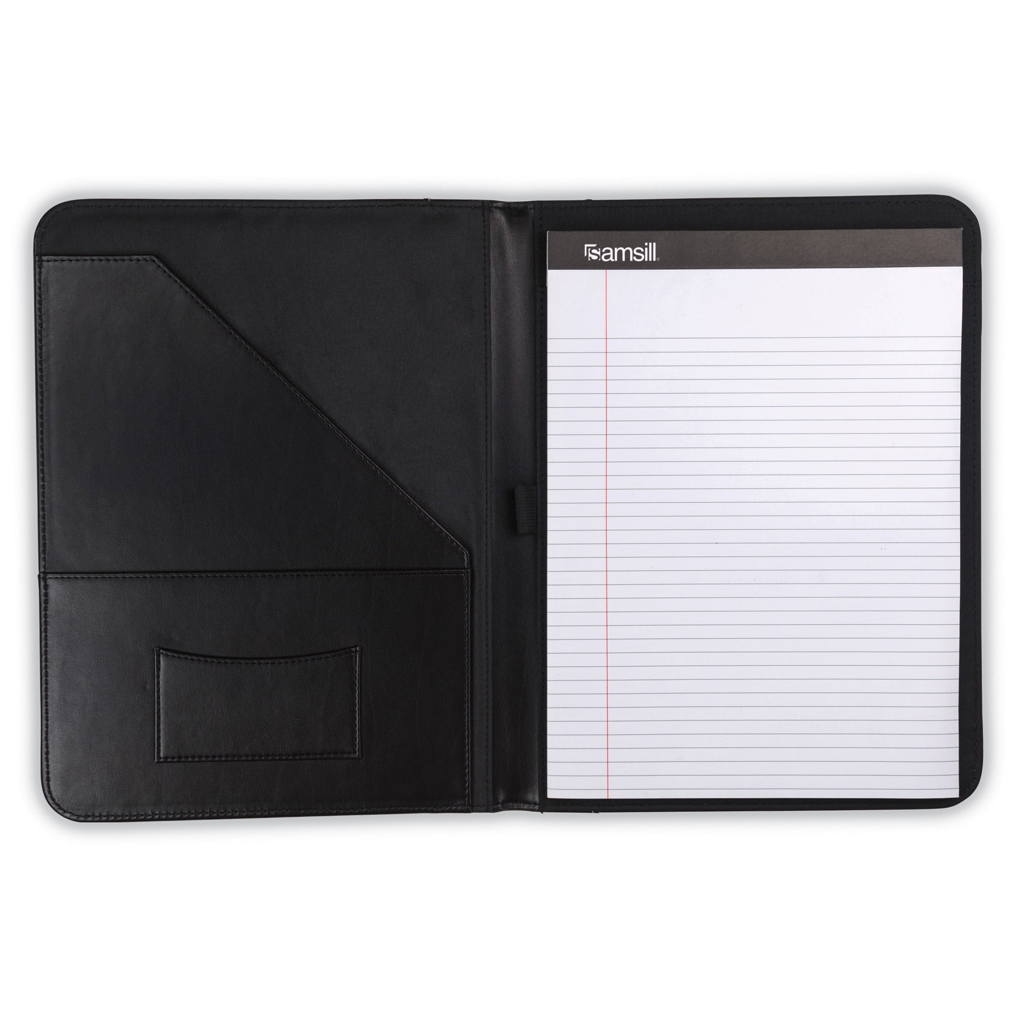 Contrast Stitch Leather Padfolio, 8.5"x11" Writing Pad Included, Black - Image 5