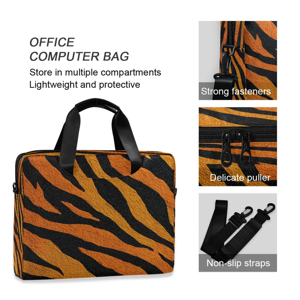 16" , Detachable Anti-Slip Shoulder Strap, Multi-Compartment Work Travel Bag Bright Amber Tiger Stripes - Image 4