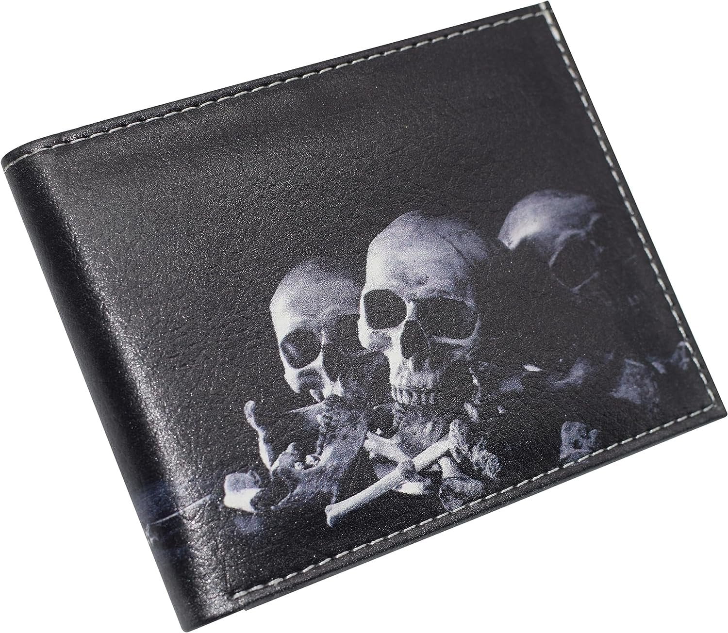 RFID Blocking Genuine Leather Printed Skull Theme Bifold Wallet with Gift box for men Skull 3 - Image 4