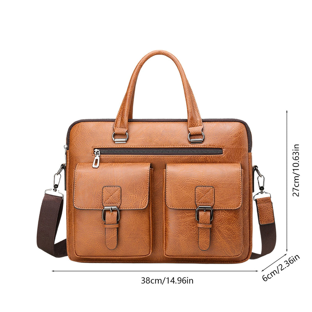Mens Convertible Textured PU Leather Briefcase - 3-in-1 Handheld/Shoulder/Crossbody, Laptop-Friendly, Lightweight for... - Image 3
