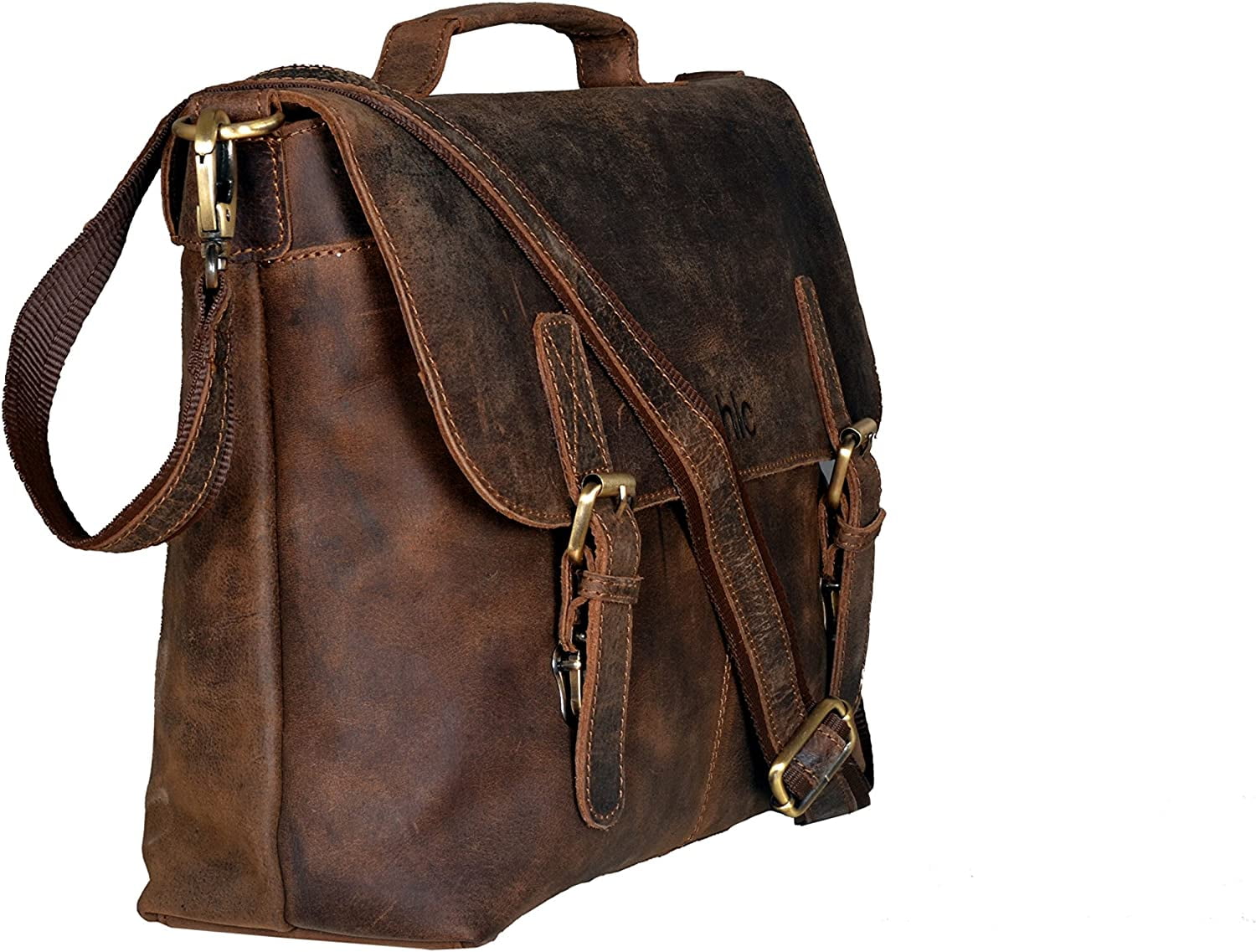 Retro Genuine Buffalo Vintage Hunter Leather Men Laptop Messenger Shoulder Bag Office Briefcase College Bag For Men A... - Image 2