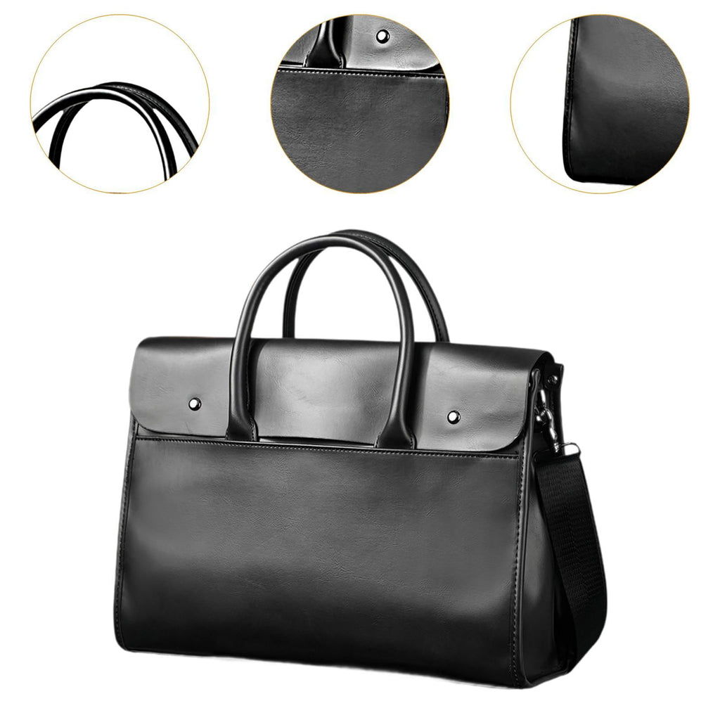 Bag PU Leather Easy Carrying Sturdy Handbag Casual Shoulder Bag Work Bag Computer Bag for Work Office Black - Image 6