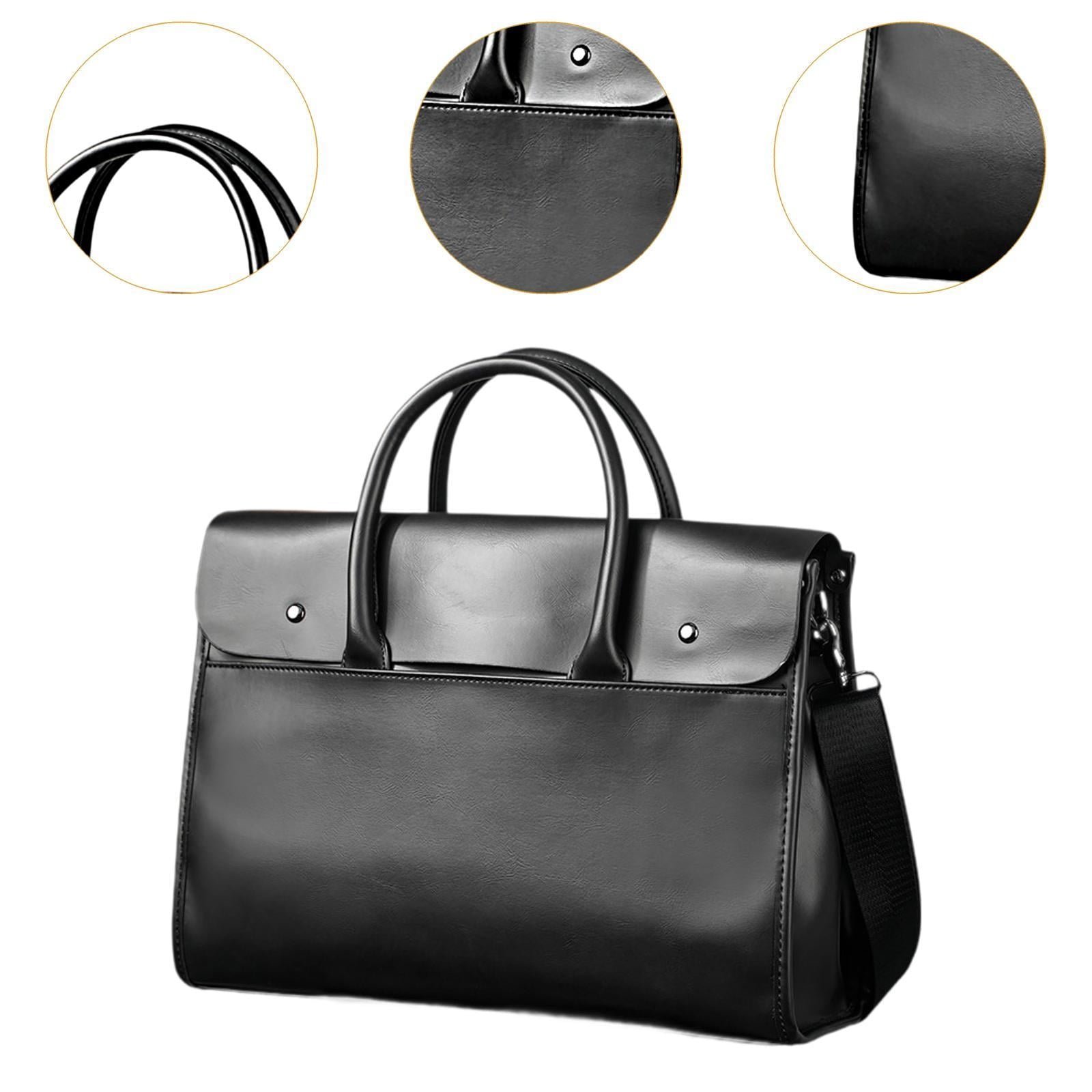 Bag PU Leather Easy Carrying Sturdy Handbag Casual Shoulder Bag Work Bag Computer Bag for Work Office Black - Image 6