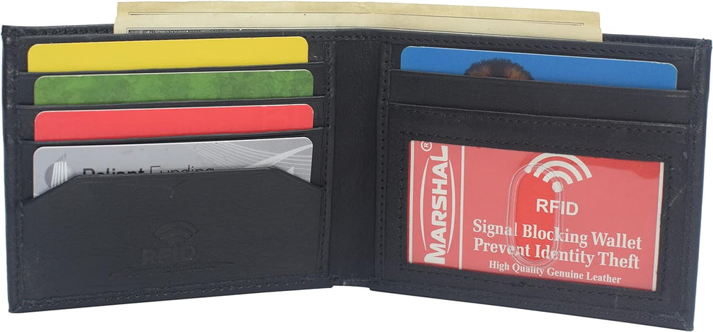 Mens Soft Genuine Leather Slim ID Bifold Wallet 60 (C) Black - Image 2