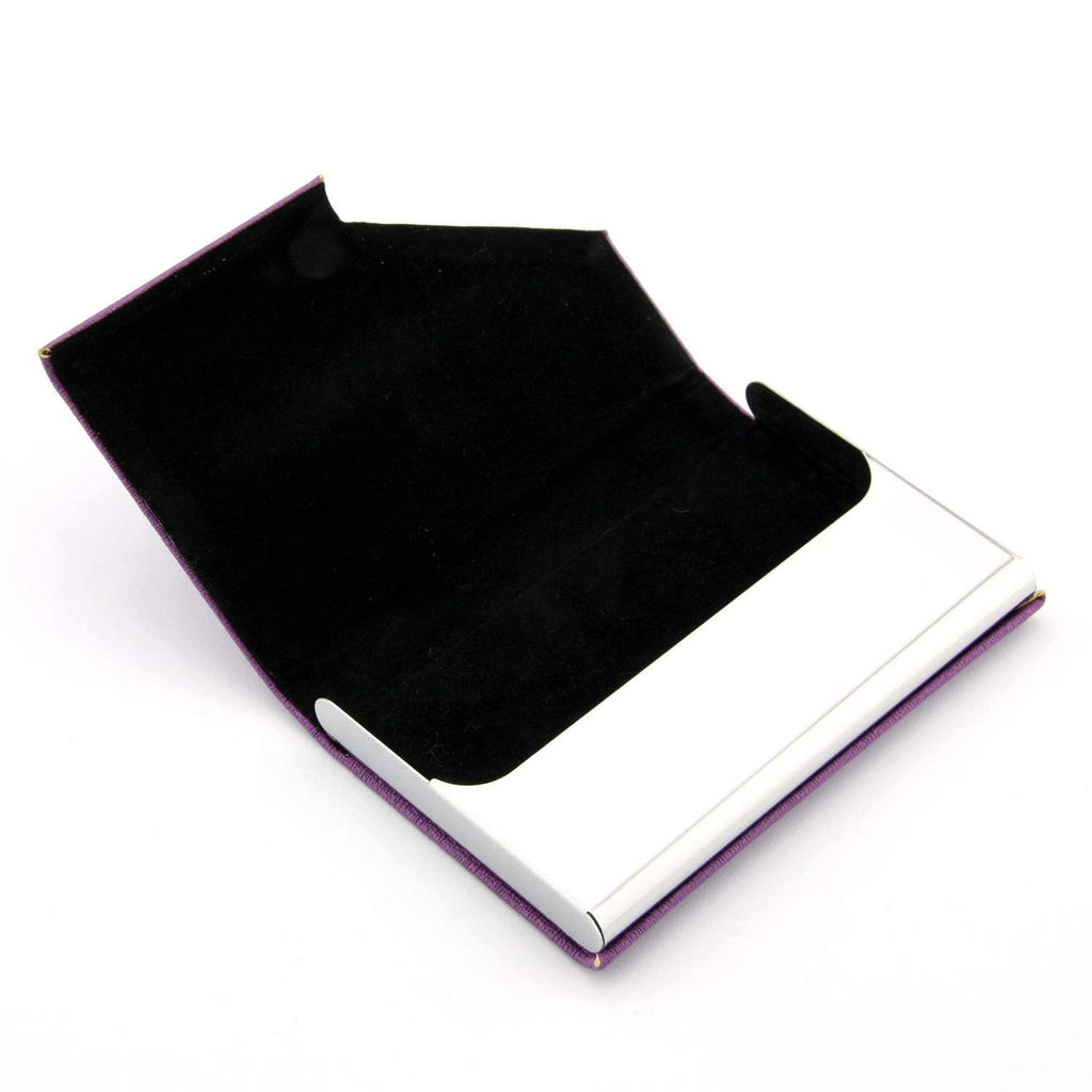PU Leather Business Card Holder Case, Slim Metal ID and Credit Card Wallet, Pocket Card Organizer - Image 3