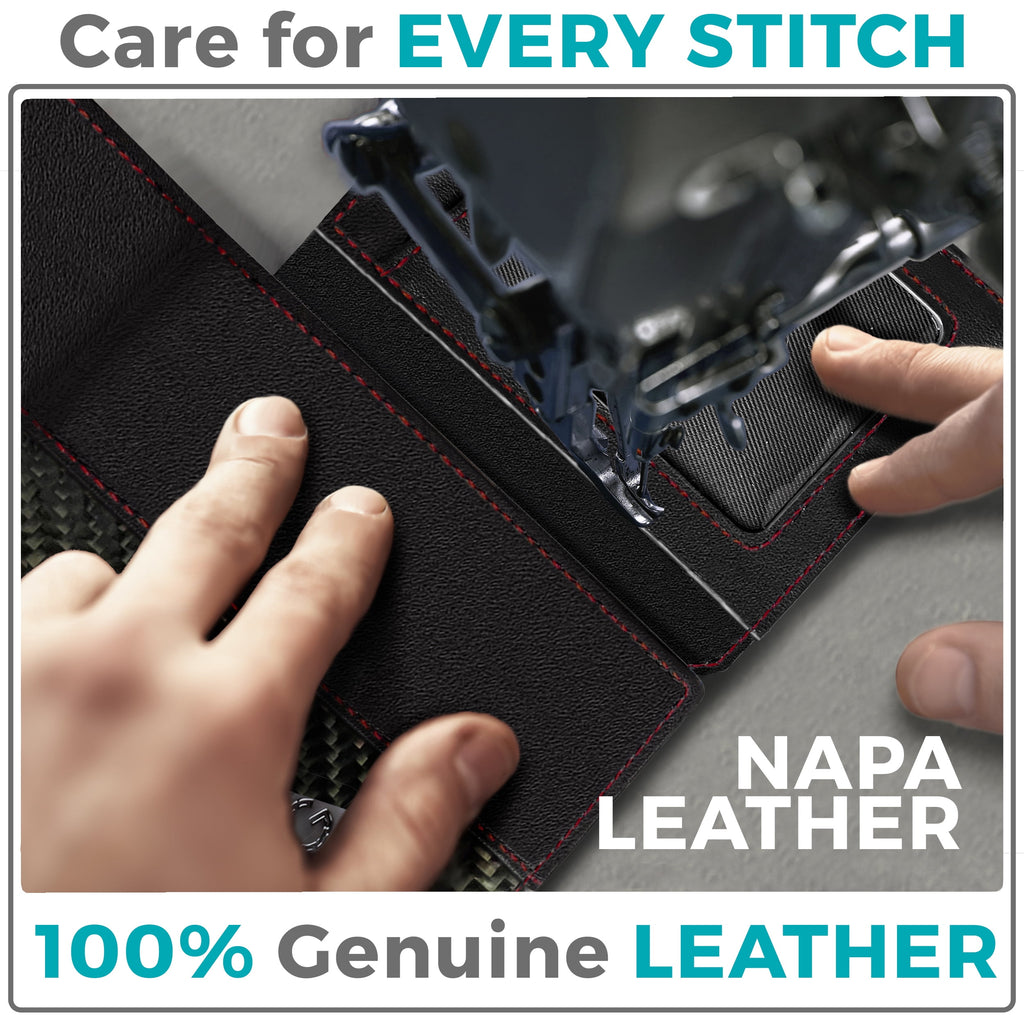 Black 100% Genuine Full Grain Leather Passcase Wallets for Men, RFID Blocking Bifold Mens Wallet with 2 ID Windows Fl... - Image 2