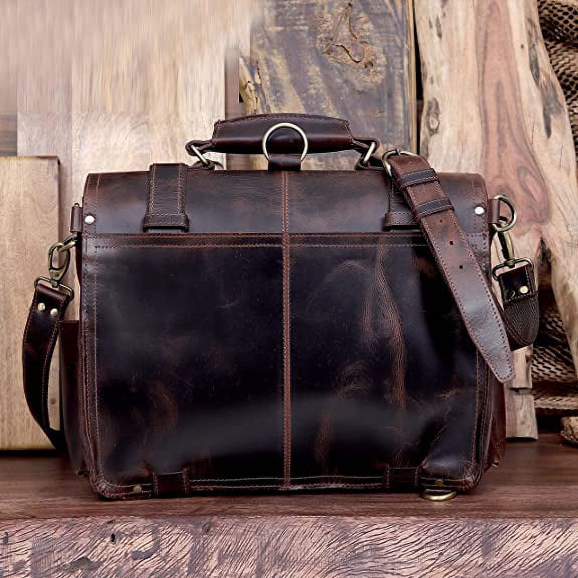 Leather briefcase 18 Inch Laptop Messenger Bags for Men and Women Best Office School College briefcase Shoulder Bag - Image 5