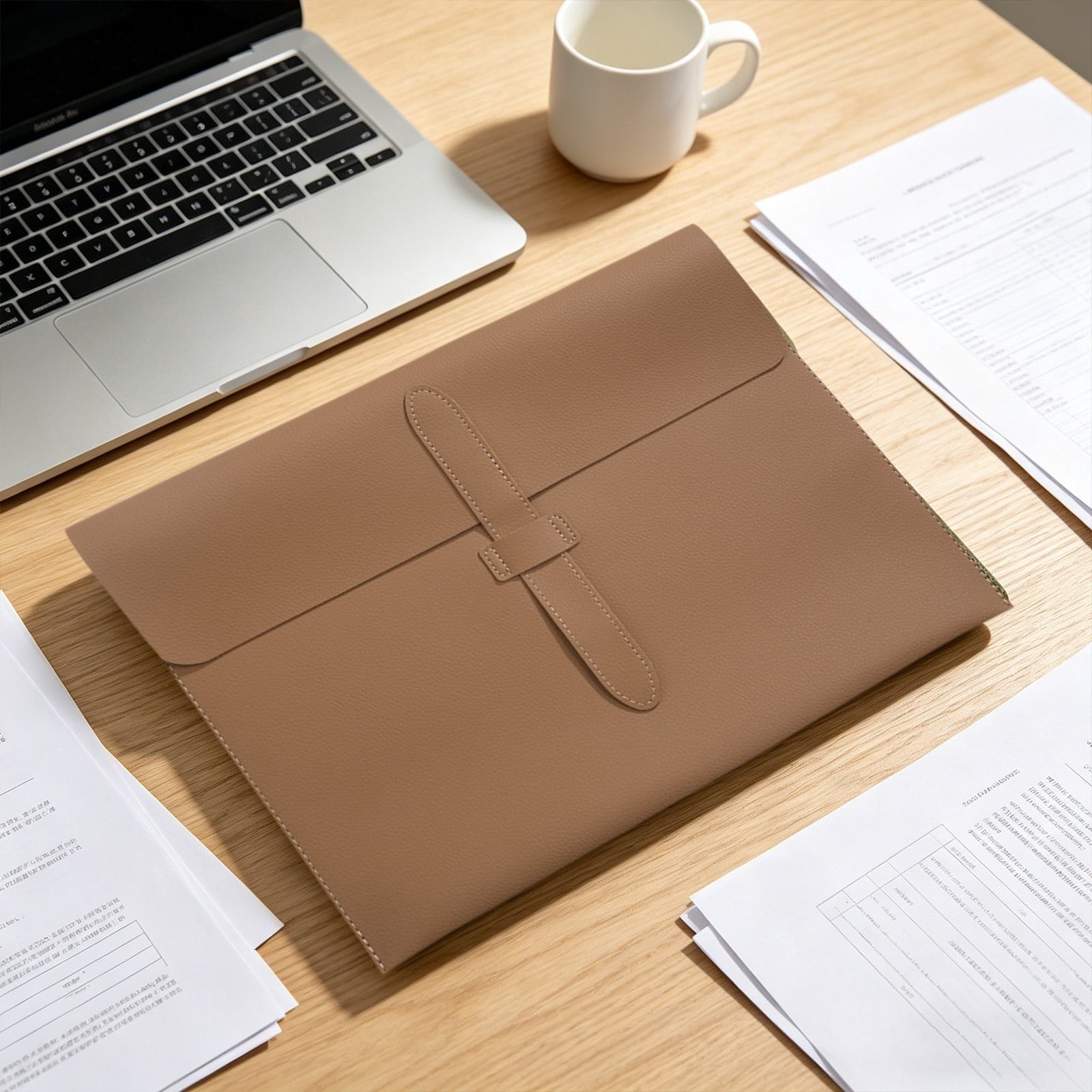 MOQIN Padfolio 3 Ring Leather Binder Business Portfolio Folder A4/ Letter Size for Organizer Documents Business Cards Conference Office Gift - Image 2