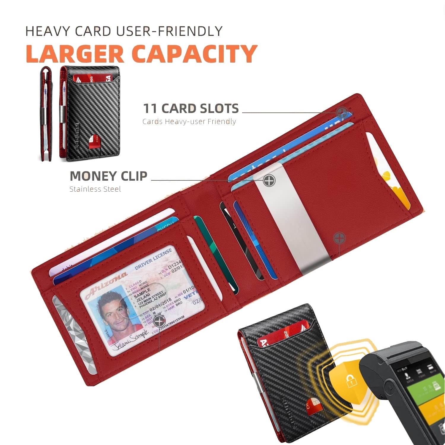 Men's Slim Leather Wallet with RFID Blocking - Front Pocket Bifold for Small Leather Bifold Men's Front Pocket Wallet - Image 3